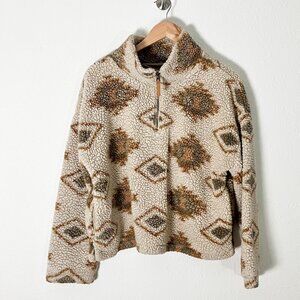 Nordstrom Thread & Supply Cream and Brown Fleece Jacket Size Medium